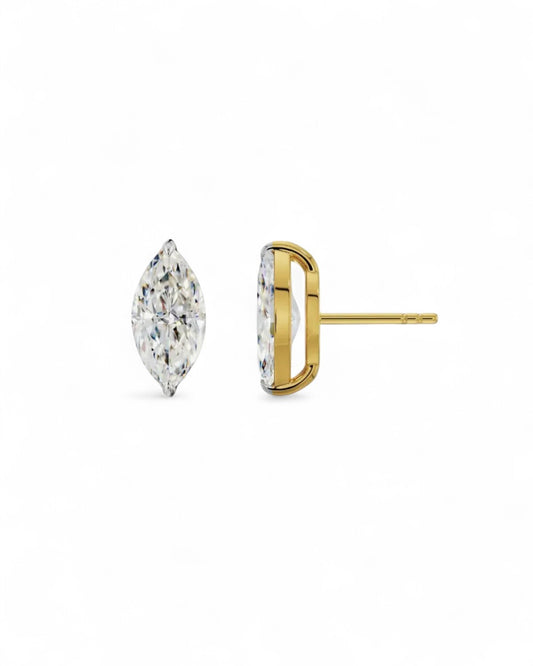 2 Prong Marquise Solitaire Stud Earrings
