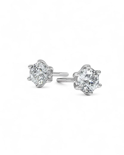 6 Prong Round Solitaire Stud Earrings