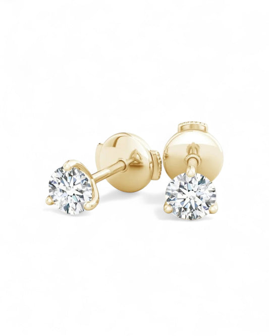 3 Prong Round Solitaire Stud Earrings