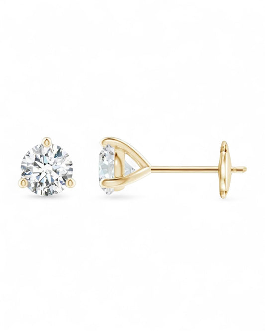 3 Prong Round Solitaire Stud Earrings