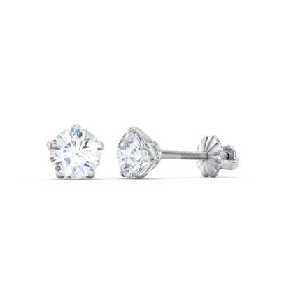 5 Prong Round Solitaire Stud Earrings