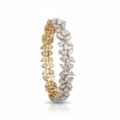 Floral Diamond Cluster Gold and Silver Bracelet