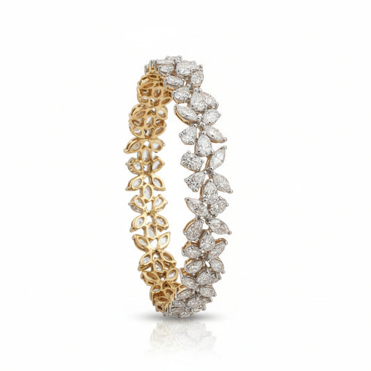 Floral Diamond Cluster Gold and Silver Bracelet