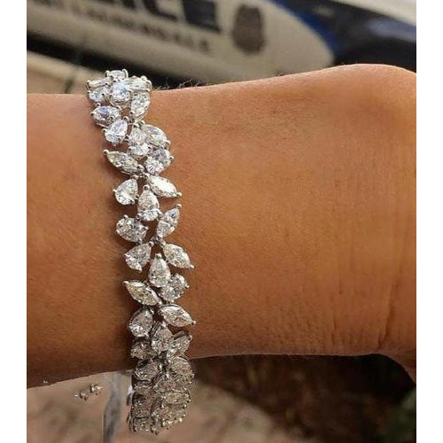 Floral Diamond Cluster Gold and Silver Bracelet