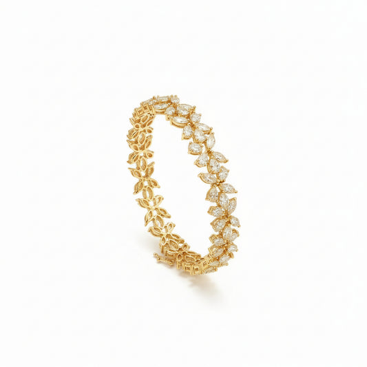 Floral Diamond Cluster Gold and Silver Bracelet