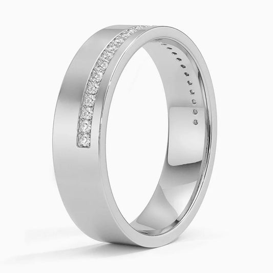 Dual tone Matte & settle Shine Men Band diamond Ring