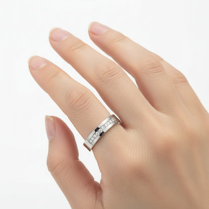 Dual tone Matte & settle Shine Men Band diamond Ring