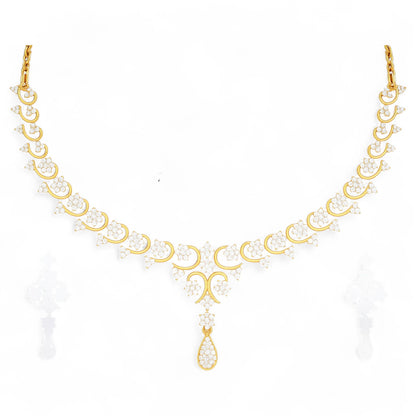 Elegant Floral Diamond Necklace with Earrings