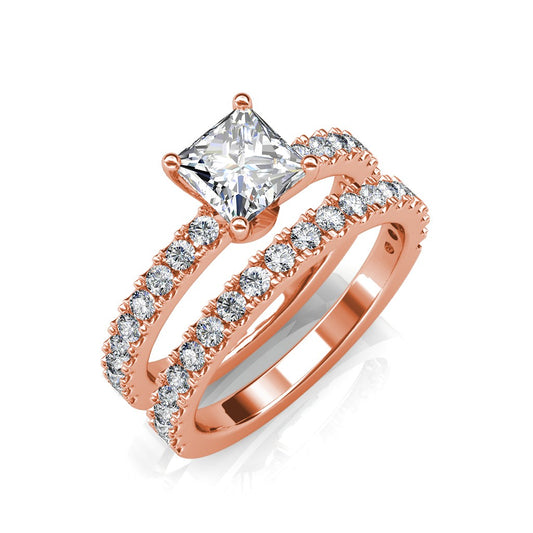 2Carat Princess Cut Solitaire stack ring