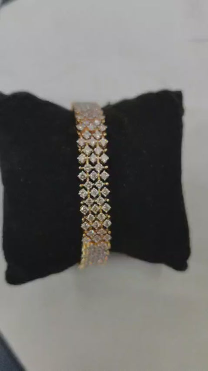 Triple-Row Diamond Tennis Bracelet