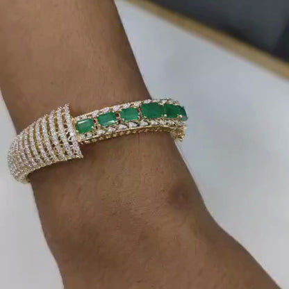 Regal Emerald & Diamond Statement Bangle