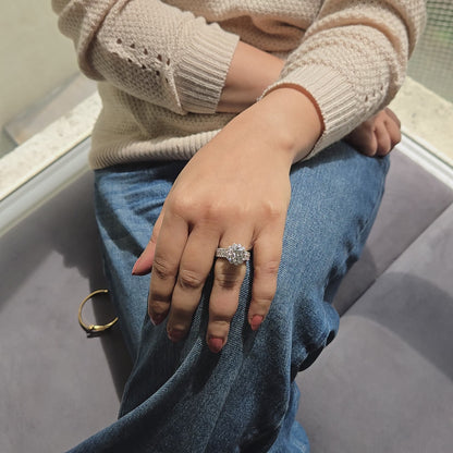 Grand Cocktail Blooming Floral Solitaire Ring