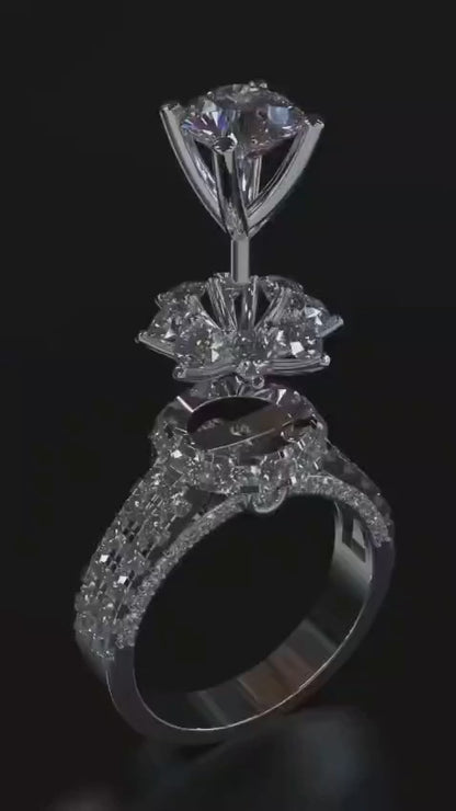 Grand Cocktail Blooming Floral Solitaire Ring