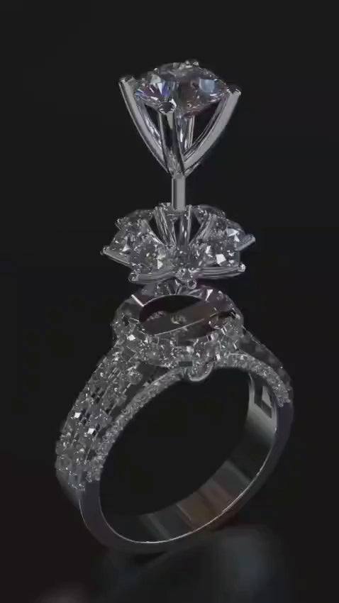 Grand Cocktail Blooming Floral Solitaire Ring