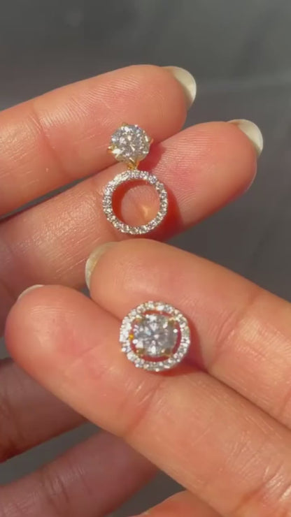 Round Halo Diamond Stud Earrings