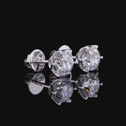 6 Prong Round Solitaire Stud Earrings