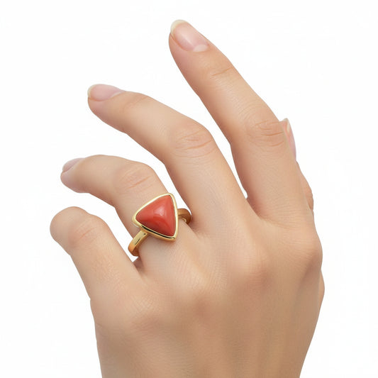 Bold Red Triangle Solitaire Ring
