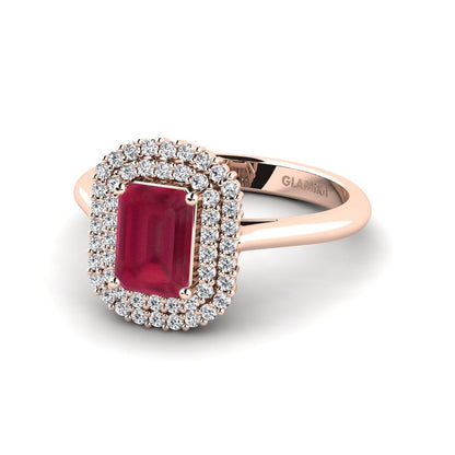 Timeless Elegance Ruby Halo Diamond Ring