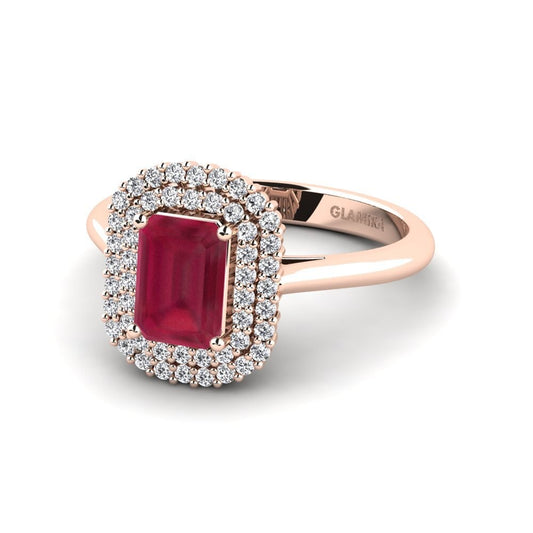 Timeless Elegance Ruby Halo Diamond Ring