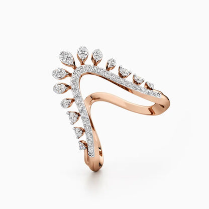 V Shaped Diamond Crown Band Ring