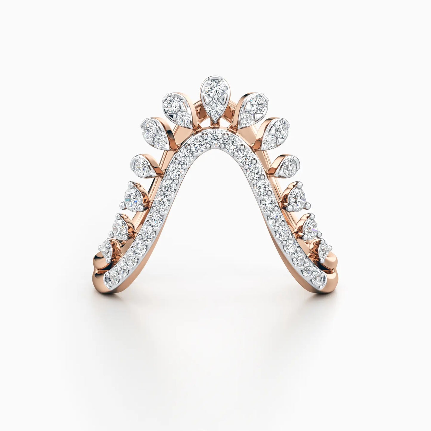 V Shaped Diamond Crown Band Ring