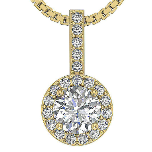 Circle Halo Drop Diamond Pendant