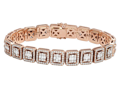 Square Halo Link Diamond Tennis Bracelet