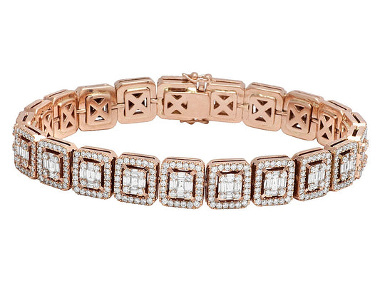 Square Halo Link Diamond Tennis Bracelet