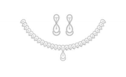 Elegant Peardrop Gold Diamond Necklace Set