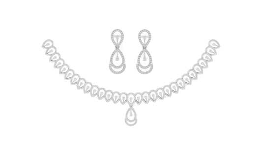 Elegant Peardrop Gold Diamond Necklace Set