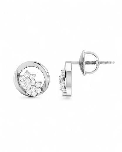 Floral Cluster Circle Stud Earring