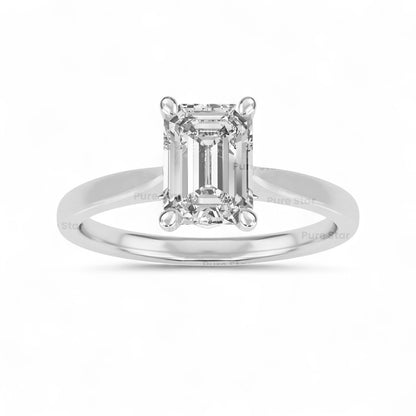 1.5Ct Classic White Emerald Solitaire Ring