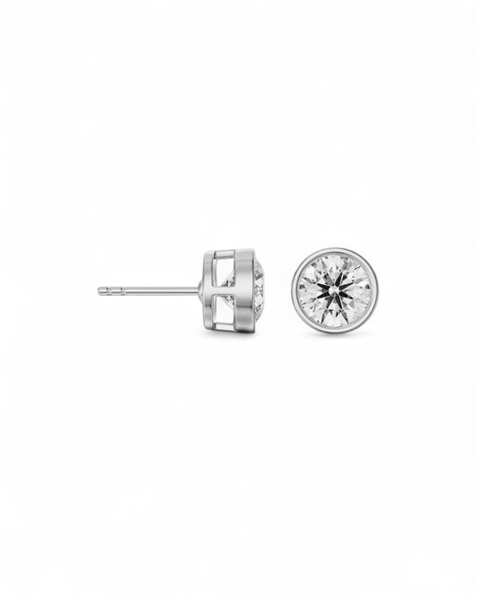 Round Bezel Solitaire Stud Earrings
