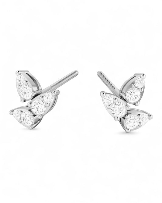 Triple Pear Leaflet Stud Earrings