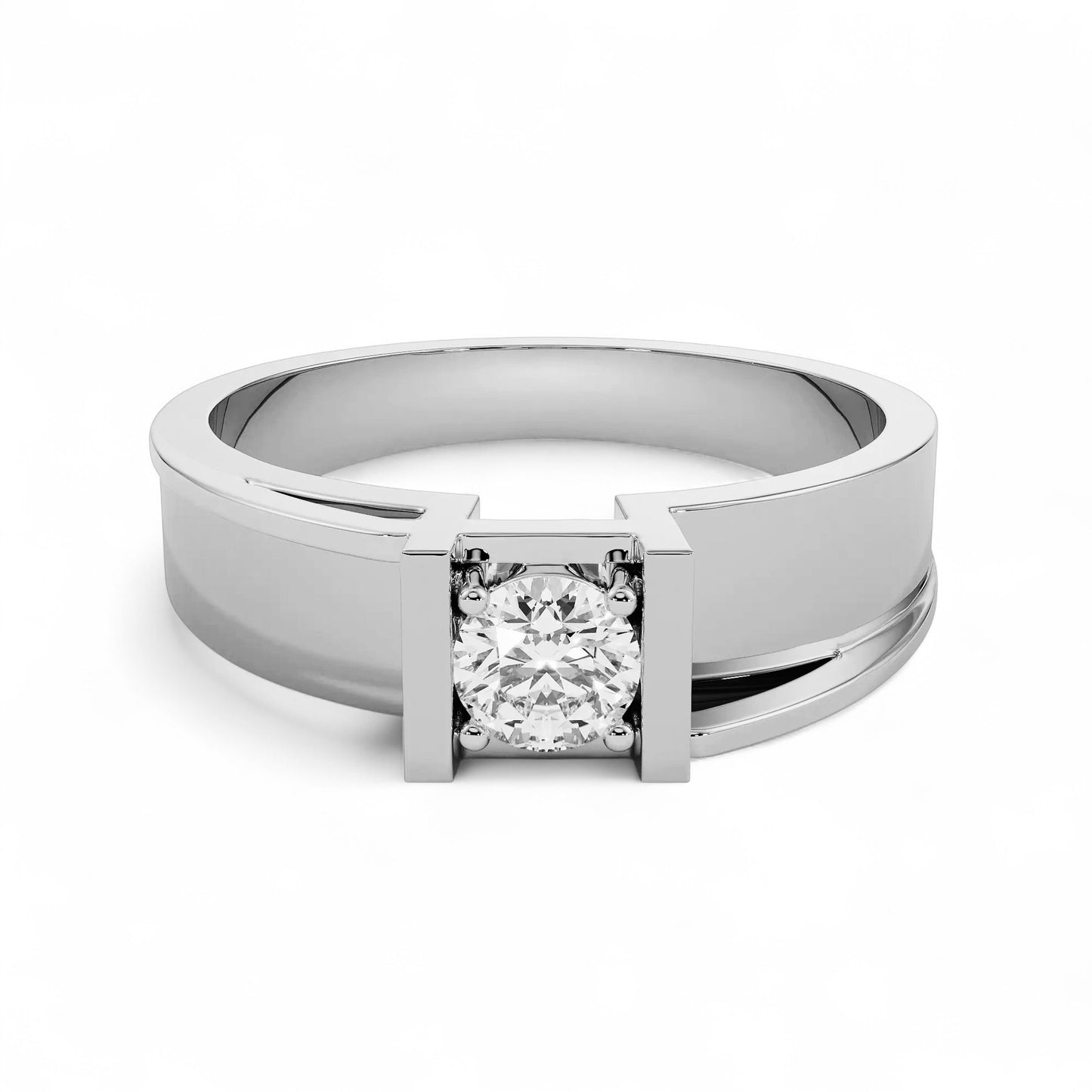 Dual Tone Gold Solitaire Diamond Men Ring