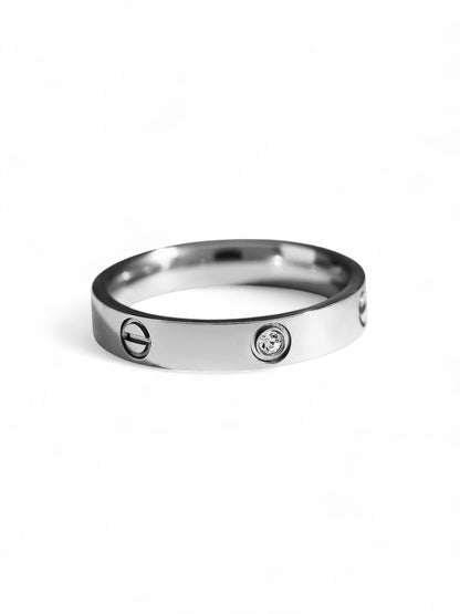 Screw Motif Diamond Band Men  Ring
