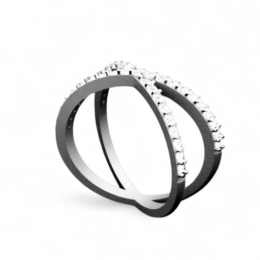 Stylish Criss-Cross Diamond Ring