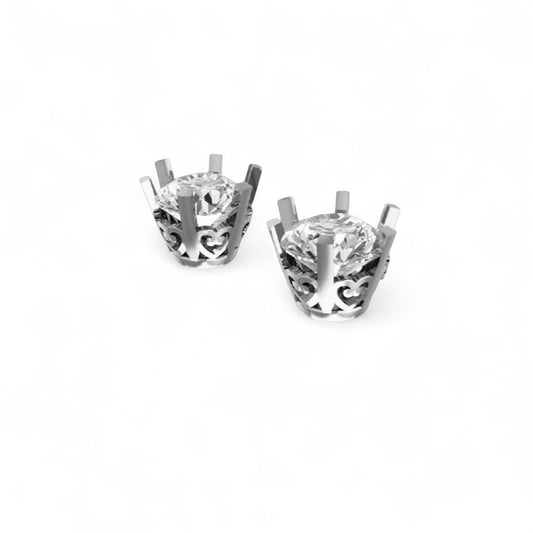 Classic Round Solitaire Stud Earrings