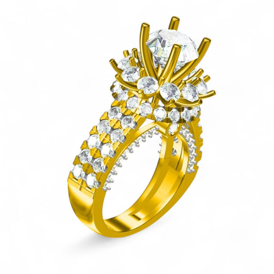 Grand Cocktail Blooming Floral Solitaire Ring