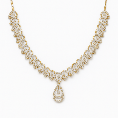 Elegant Peardrop Gold Diamond Necklace For Women - Bridal Jewelry