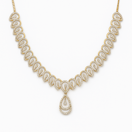 Elegant Peardrop Gold Diamond Necklace For Women - Bridal Jewelry