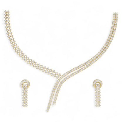 Princess Cut Diamond Necklace with Earrings