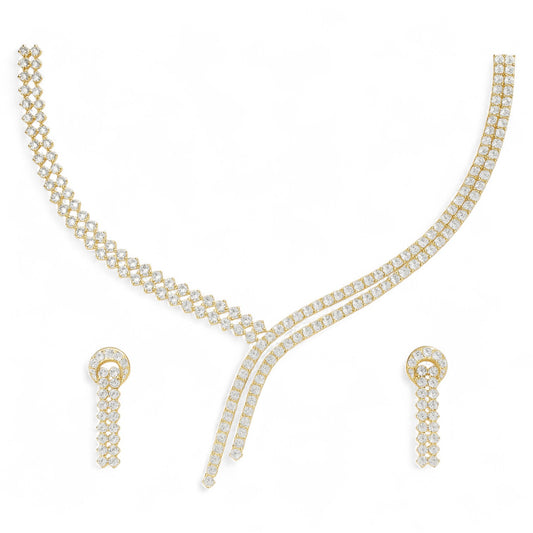 Princess Cut Diamond Necklace with Earrings