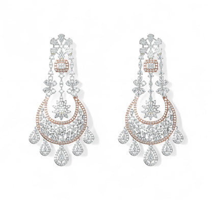 Luxury Diamond Chandelier Jhumka Earrings
