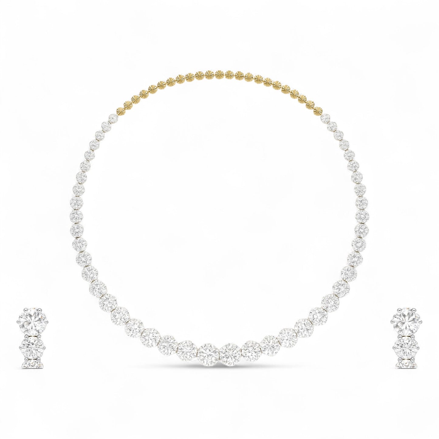 Round Diamond Necklace with Earrings