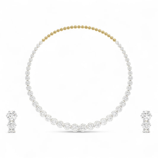 Round Diamond Necklace with Earrings