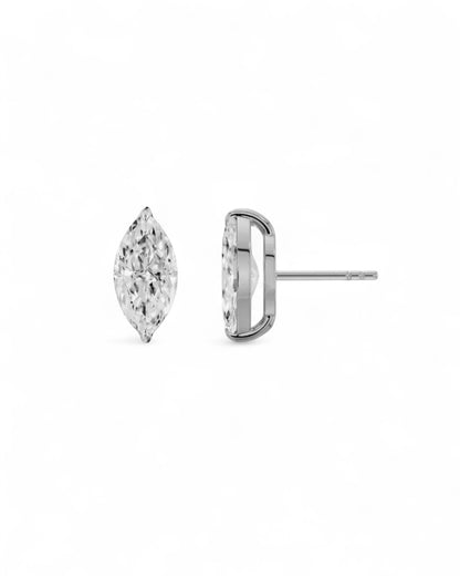 2 Prong Marquise Solitaire Stud Earrings
