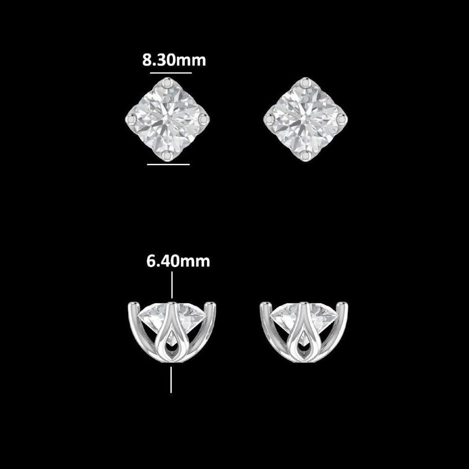 Solitaire Illusion Round Diamond Stud Earrings