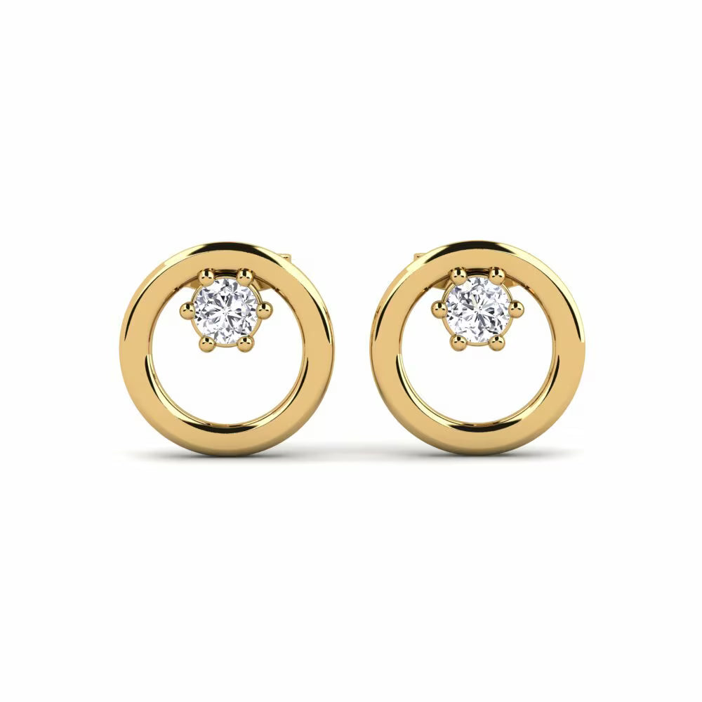 Minimalist Circle Round Diamond Stud Earrings