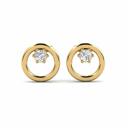 Minimalist Circle Round Diamond Stud Earrings